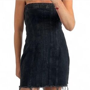 Zara Dark Denim Strapless Dress